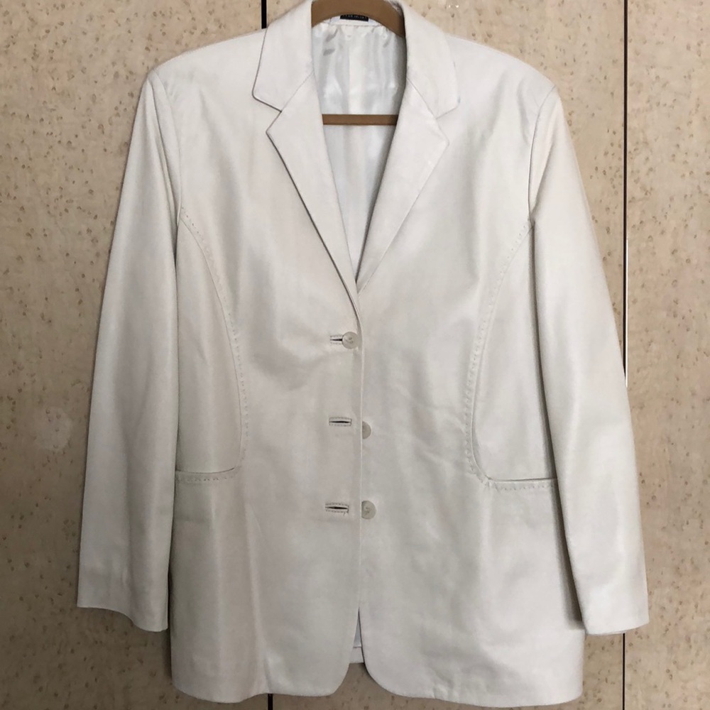 Off white custom leather blazer